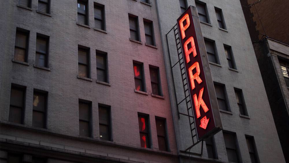 Luminated hotel parking sign.