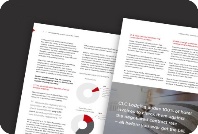 White paper sample pages with travel trend charts